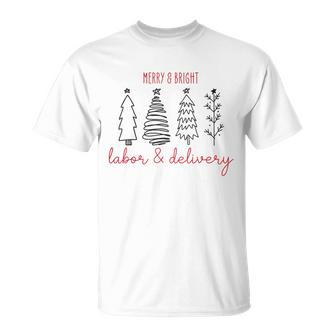 Merry Xmas Bright Christmas Labor And Delivery Nurse V2T-shirt - Seseable