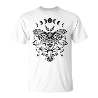 Moon Phases Luna Moth Black Craft Unisex T-Shirt | Mazezy