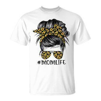 Mother Sunflowers Mom Life Messy Bun Hair Sunglasses Mothers Day Mom Unisex T-Shirt - Monsterry AU