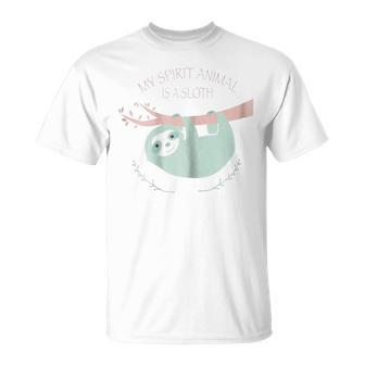 My Spirit Animal Is A Sloth Cute Pastel Color T Gift For Womens Unisex T-Shirt | Mazezy AU