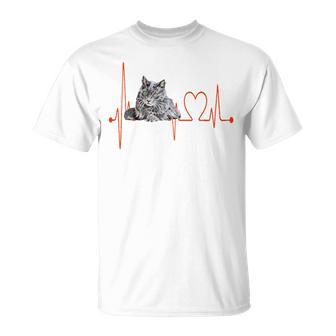 Nebelung Katze Herzschlag Ekg I Love My Cat T-Shirt - Seseable