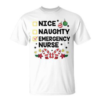 Nice Naughty Emergency Nurse Christmas Santa Checklist T-shirt - Seseable