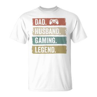 Papa Ehemann Gaming Legende Vintage Videospieler Papa Vater T-Shirt - Seseable