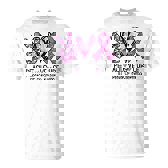 Peace Love Cure Pink Ribbon Cancer Breast Awareness T-Shirt - Seseable