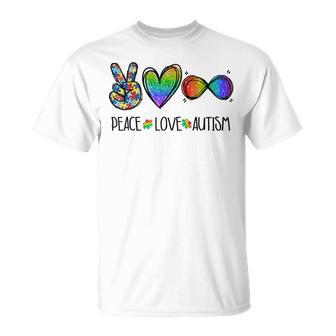 Peace Love Infinity Symbol Cute Autism Awareness Gifts Unisex T-Shirt | Mazezy