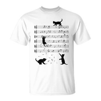 Piano Music Cat Lover Pianist Piano Lover Kitty Kitten T-Shirt - Seseable