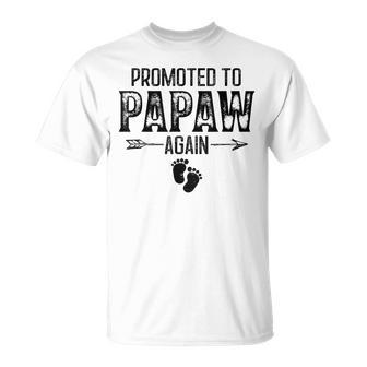 Promoted To Papaw Again Vintage Fathers Day For Dad T-Shirt - Seseable