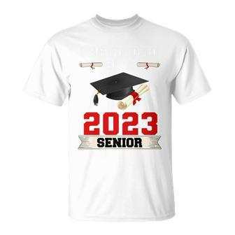 Proud Dad Of A 2023 Senior Graduation Cap And Diploma Unisex T-Shirt - Monsterry AU