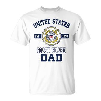 Mens Proud Us Coast Guard Dad Military Pride T T-Shirt - Seseable