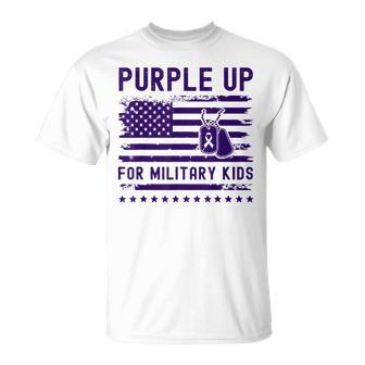 Purple Up For Military Kids Military Child Month Heart T-Shirt - Seseable