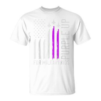 Purple Up Military Kids Military Child Us Flag Air Force T-Shirt - Seseable