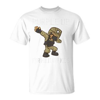 Purple Up For Military Kids Month Dabbing Soldier T-Shirt - Seseable