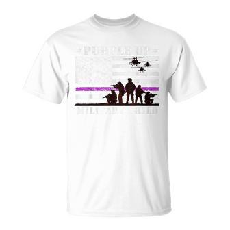 Purple Up For Military Kids Child Month Us Flag Unisex T-Shirt | Mazezy