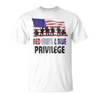 Red White & Blue Privilege Veterans Day Vets T-Shirt - Seseable