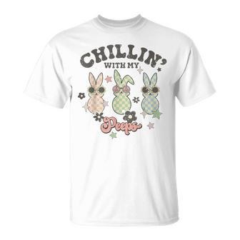 Retro Groovy Chillin Bunny Happy Easter Day Family Teacher Unisex T-Shirt | Mazezy