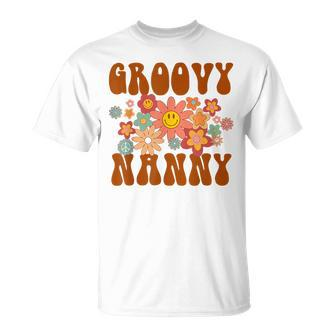 Retro Groovy Nanny Matching Family 1St Birthday Party Unisex T-Shirt | Mazezy