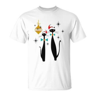 Retro Mid Century Modern Cool Cat Christmas Tshirt Unisex T-Shirt - Monsterry