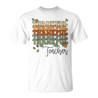 Retro Thankful Teacher Grateful Blessed Teacher Thanksgiving V2 T-shirt - Thegiftio UK