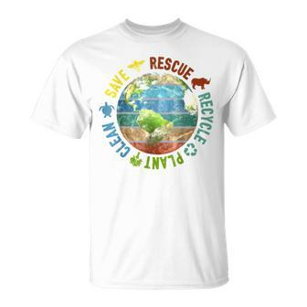 Save Bees Rescue Animals Recycle Plastics Earth Day Vintage Unisex T-Shirt | Mazezy