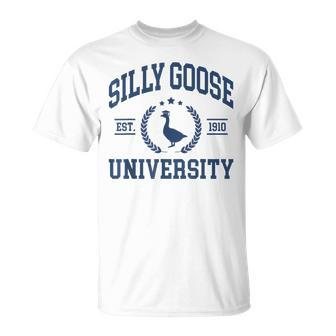 Silly Goose University Funny Goose On The Loose Funny Saying Unisex T-Shirt | Mazezy