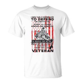 Solemn Oath To Defend The Constitution Veterans Day Gift Unisex T-Shirt | Mazezy