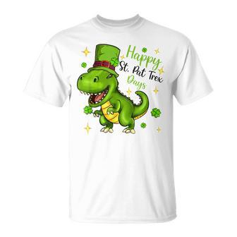 St Patricks Day Dinosaur Dinosaurus Irish Shamrock Boy Kids T-Shirt - Seseable