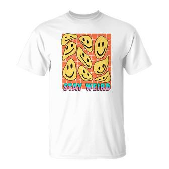 Stay Weird Be Yourself Smiley Face 90S Retro T-shirt - Thegiftio UK