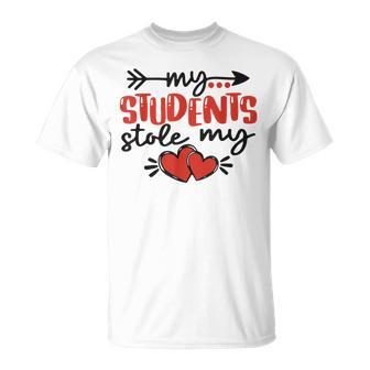 My Students Stole My Heart Cute Teacher Valentines Day T-shirt - Thegiftio UK