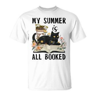 My Summer Is All Booked Summer Reading 2023 Cat Book Lover T-shirt - Thegiftio UK