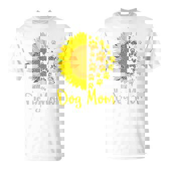 Sunflower Dog Mom Paw Print T-shirt - Thegiftio