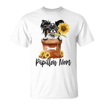 Sunflower Papillon Mom Dog Lover Gifts Gift For Womens Unisex T-Shirt | Mazezy DE