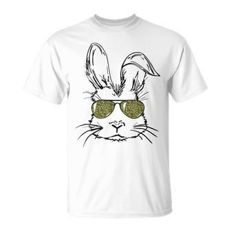 Sunglass Bunny Face Camouflage Happy Easter Day Unisex T-Shirt | Mazezy