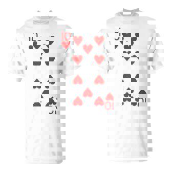 Ten Of Hearts Royal Flush Costume Halloween Playing Cards T-Shirt | Seseable UK