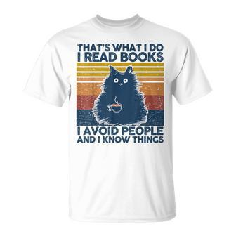 Thats What I Do I Read Books Vintage Cat Books Lovers T-Shirt - Seseable