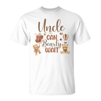 Uncle Can Bearly Wait Bear Gender Neutral Boy Baby Shower Unisex T-Shirt | Mazezy