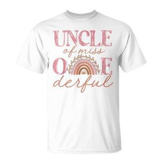 Uncle Of Little Miss Onederful 1St Bday Boho Rainbow Gift For Mens Unisex T-Shirt | Mazezy