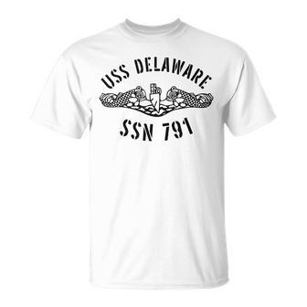 Uss Delaware Ssn-791 Attack Submarine Badge Vintage T-Shirt - Seseable