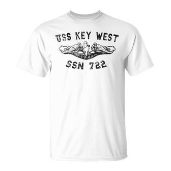 Uss Key West Ssn 722 Attack Submarine Badge Vintage T-Shirt - Seseable