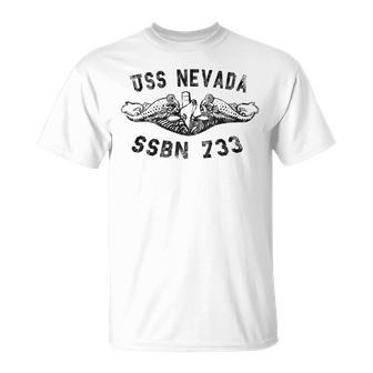 Uss Nevada Ssbn 733 Submarine Badge Vintage T-Shirt - Seseable