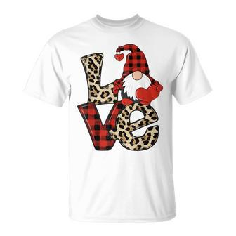 Valentines Day Cute Love Heart Gnome Leopard Cheetah Print T-shirt - Thegiftio UK