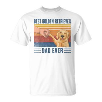 Vintage Best Golden Retriever Dad Ever Fist Bump Funny Dog Gift For Mens Unisex T-Shirt - Seseable