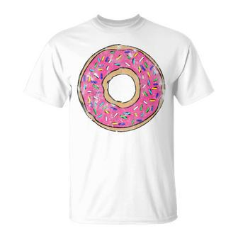 Vintage Big Pink Donut - Colorful Sprinkles Doughnut Unisex T-Shirt | Mazezy