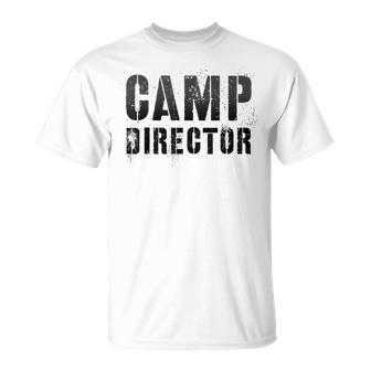 Vintage Camp Director Camping Host Chaos Coordinator Orange Unisex T-Shirt - Seseable