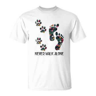 Never Walk Alone Day Truck Shamrock Paw Dog Flower Dog Friends Dog Lover T-shirt - Thegiftio UK