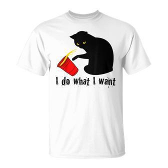Do What I Want Black Cat Red Cup Graphic V2 T-shirt - Thegiftio UK