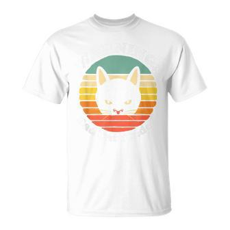 Warning Bad Cattitude Funny Annoyed Cat Sunset Retro Vintage Unisex T-Shirt | Mazezy