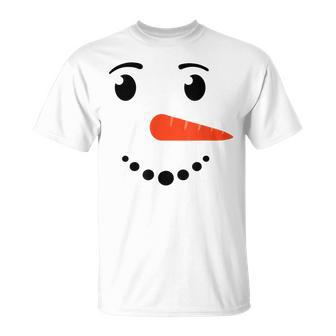 Winter Snowman Face Costume Christmas Snowman T-shirt - Seseable