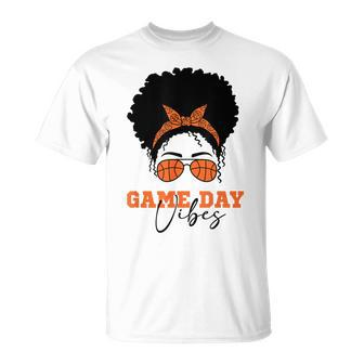 Womens Basketball Game Day Vibes Mom Hair Glasses Ball Gift For Women Unisex T-Shirt | Mazezy