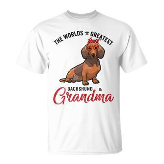 Worlds Greatest Best Dog Browndachshund Doxie Grandma Gifts Gift For Womens Unisex T-Shirt | Mazezy