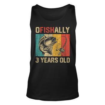Ofishally 3 Years Old Fishing Birthday Fisherman Men's Back Print T-shirt